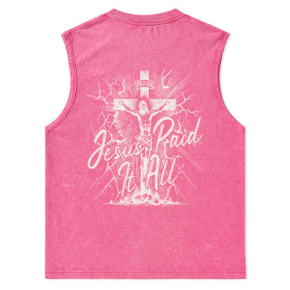 Jesus Paid It All Christian Washed Tank Top