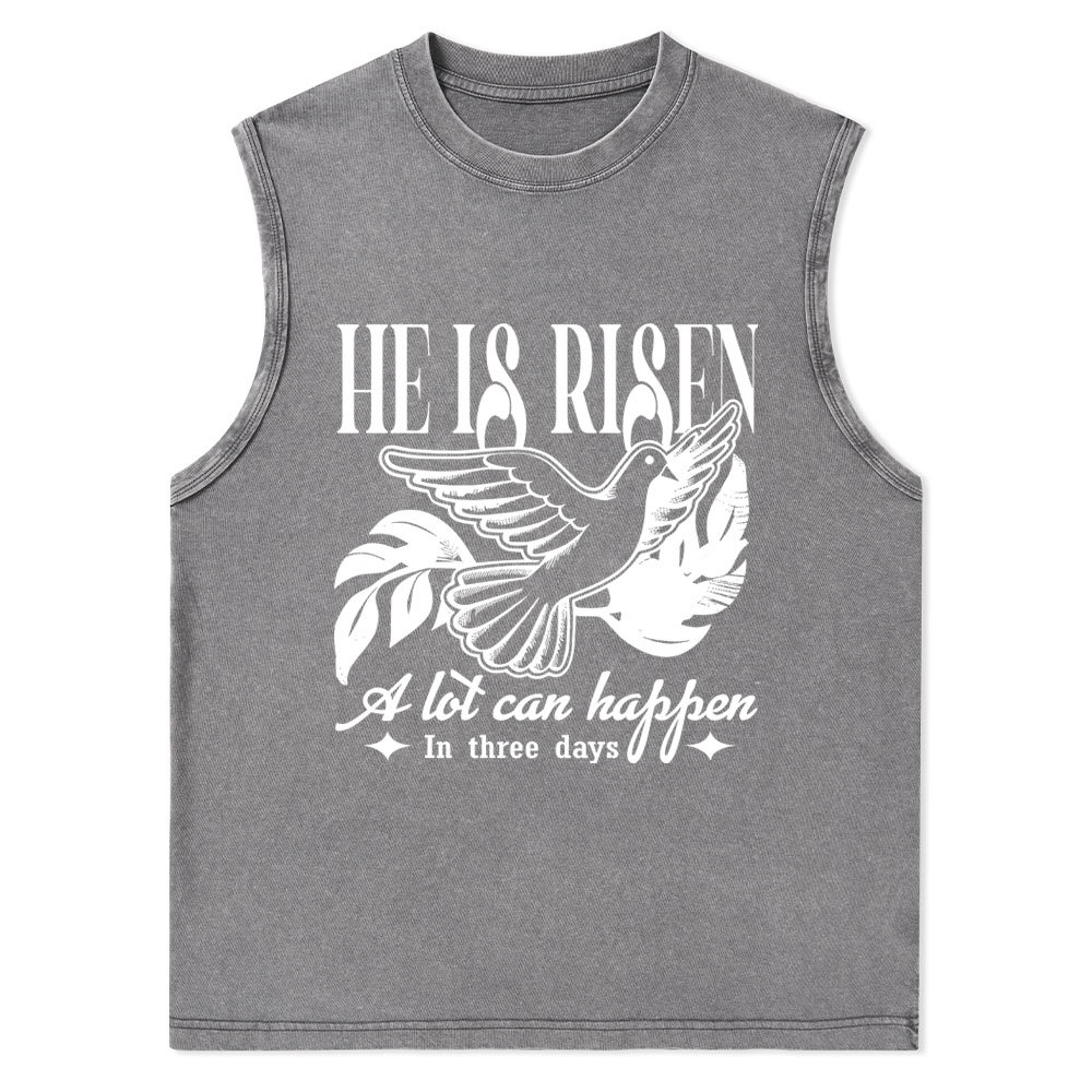 He Is Risen Christian Washed Tank Top