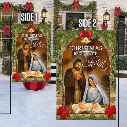 Christmas Begins With Christ Flag