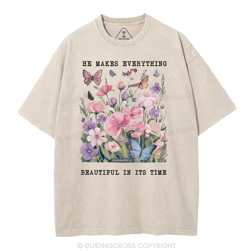 He Makes Everything Beautiful In Its Time Christian Washed T-Shirt