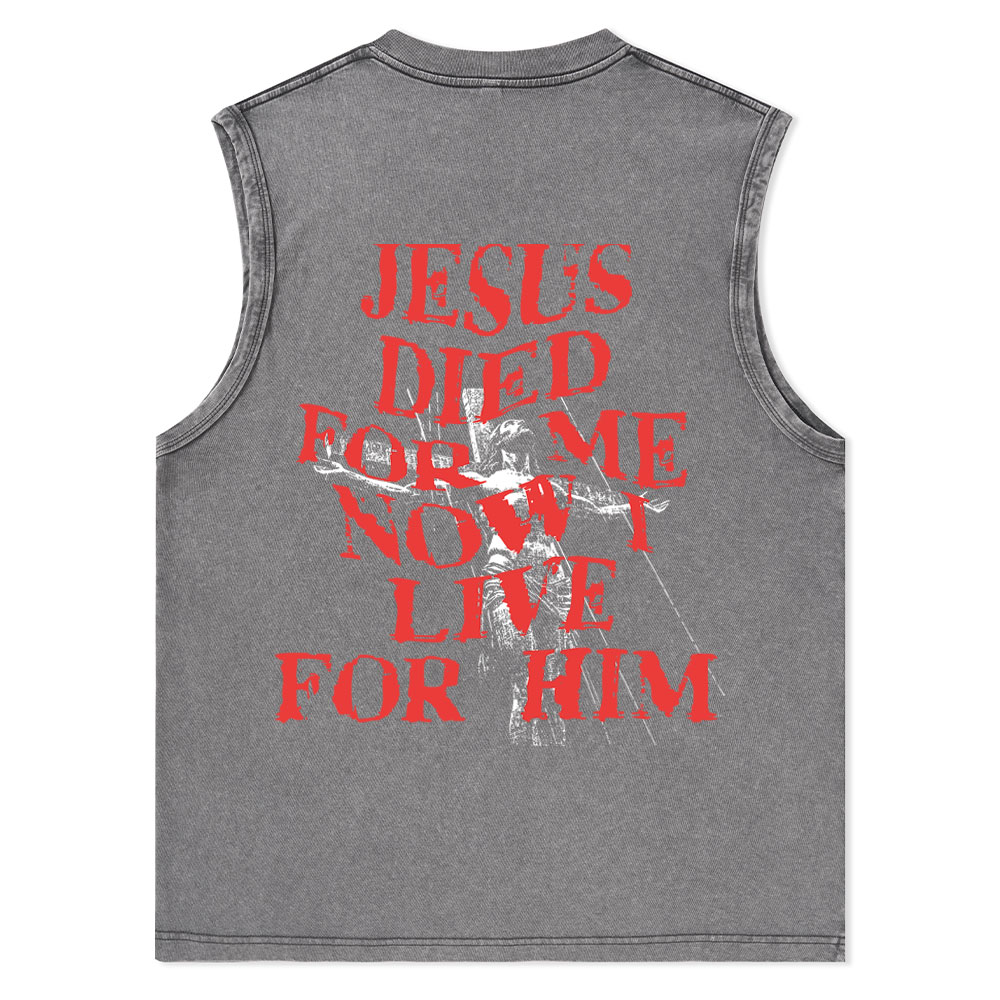 Jesus Died For Us Christian Washed Tank Top