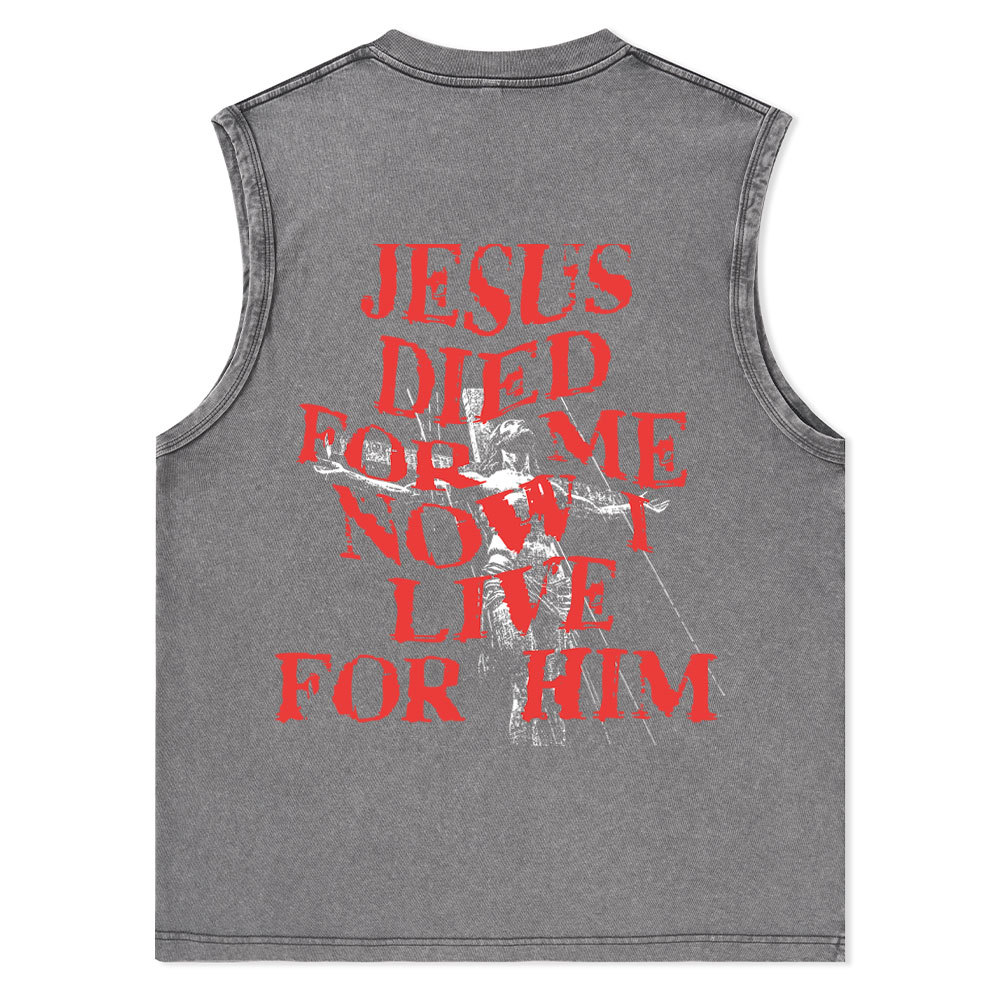 Jesus Died For Us Christian Washed Tank Top
