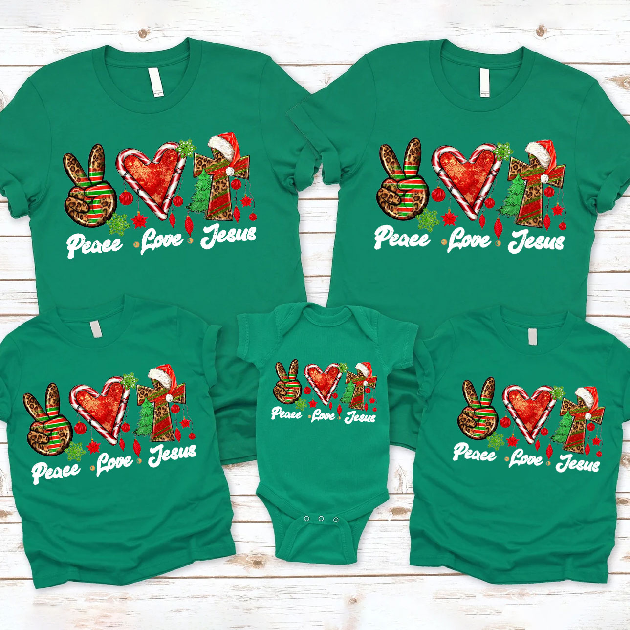 Peace And Love Christian Christmas Family T-Shirt