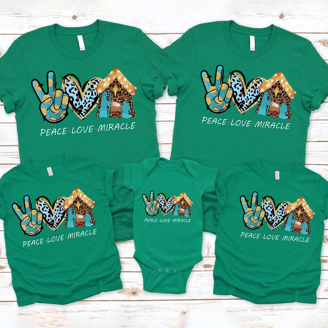 Peace And Love With Miracle Christian Christmas Family T-Shirt