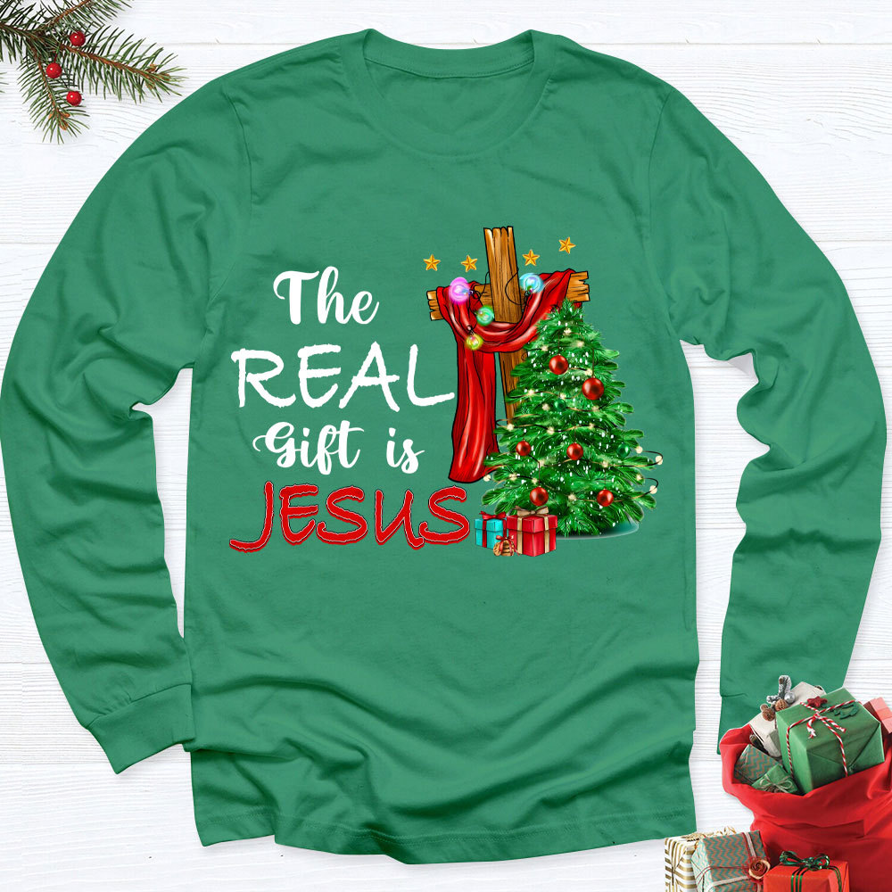 The Real Gift Is Jesus Christian Long Sleeve T-Shirt