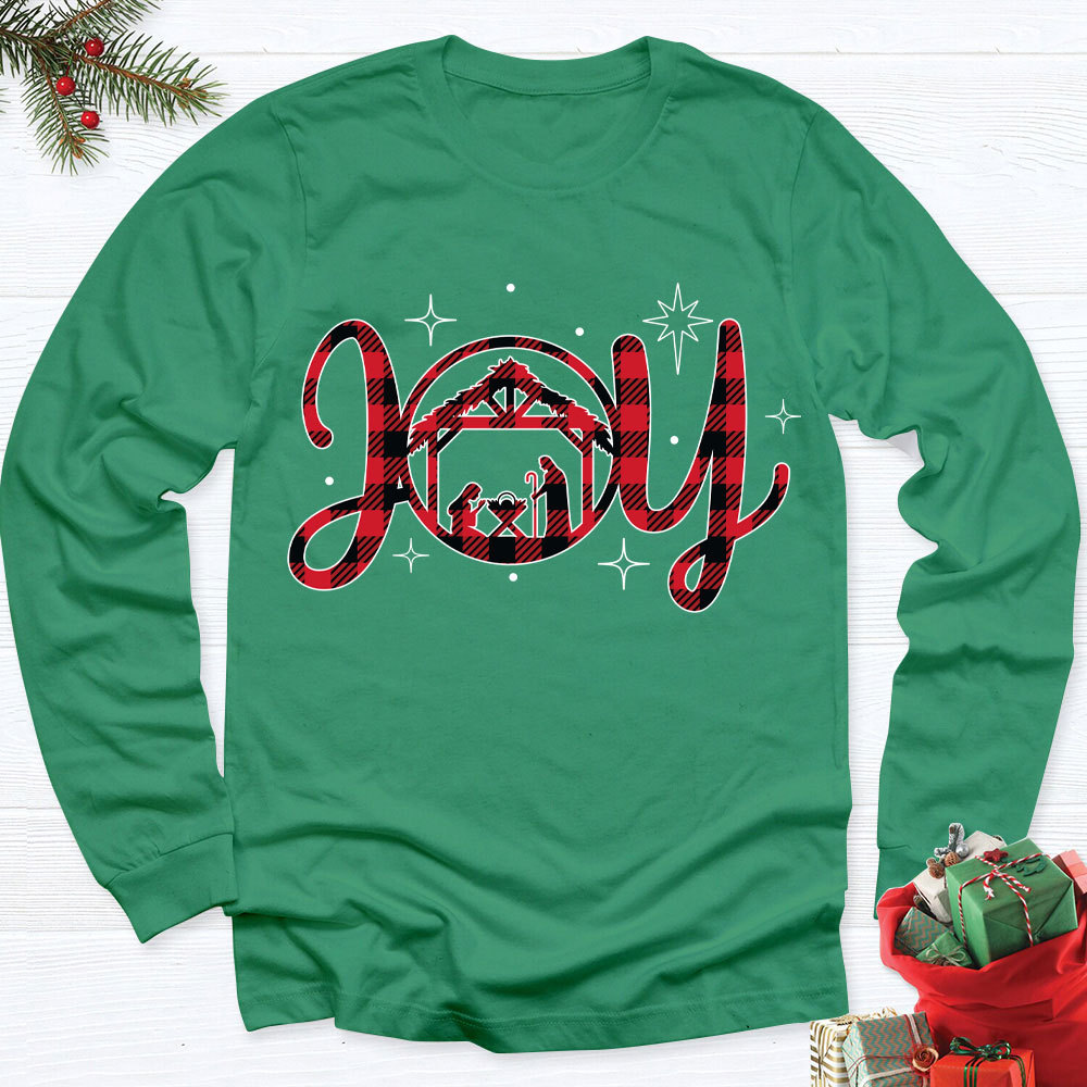 Nativity Scene Joy Christmas Long Sleeve T-Shirt