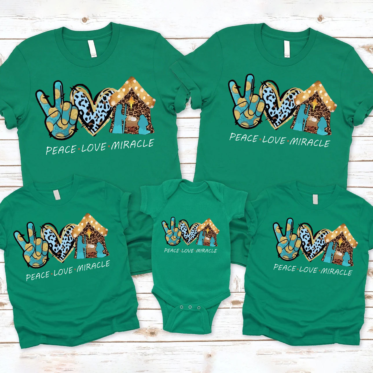 Peace And Love With Miracle Christian Christmas Family T-Shirt