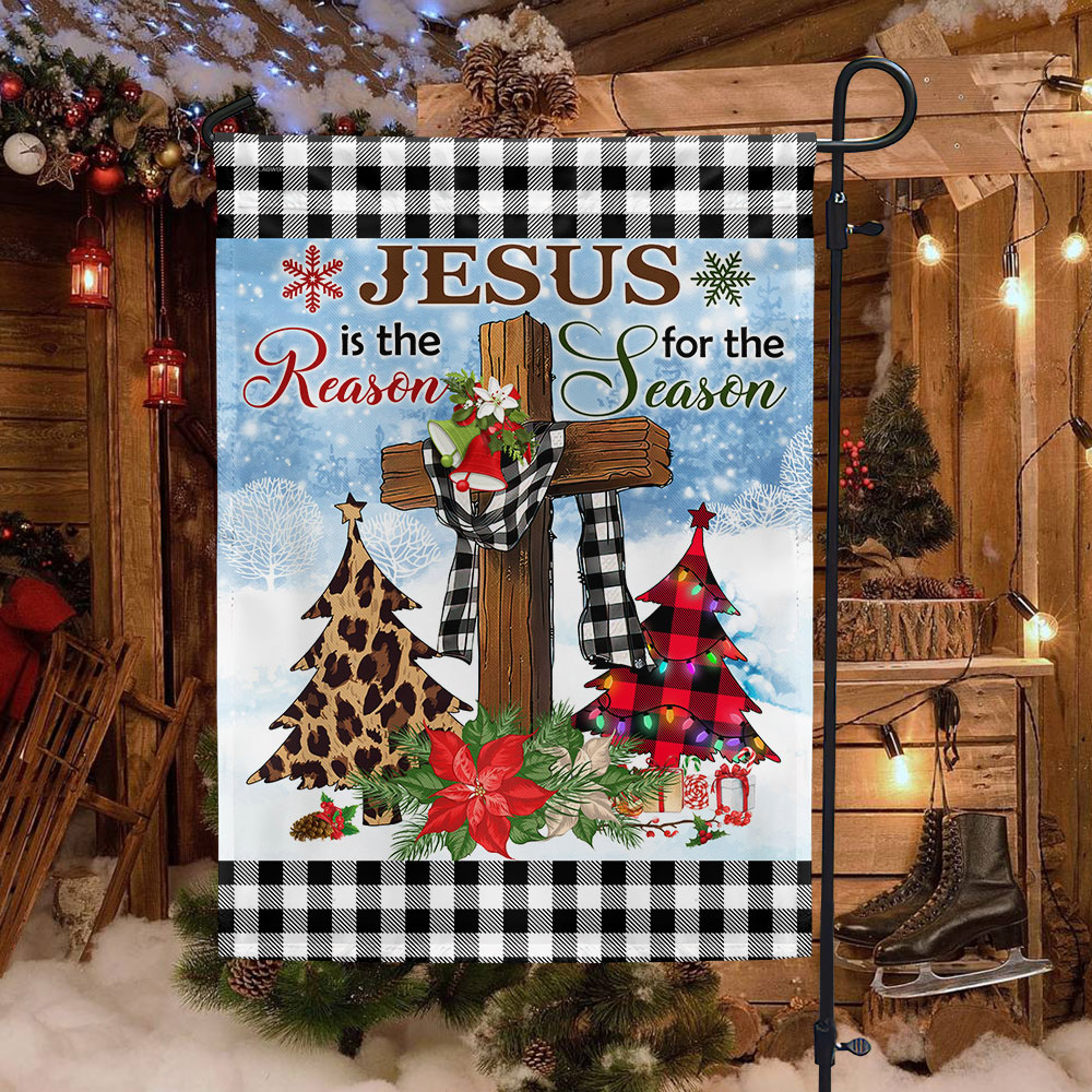 Jesus Is The Reason For The Season Religious Cross Christmas Flag