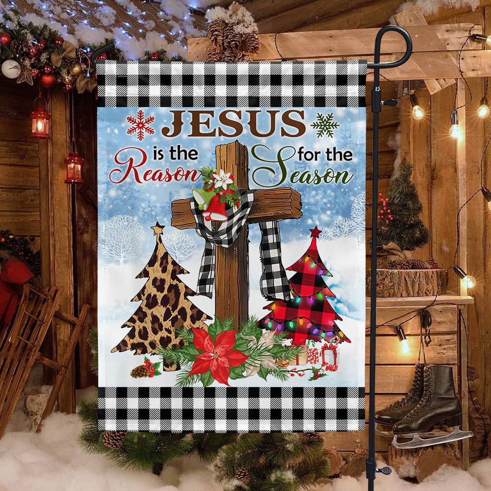 Jesus Is The Reason For The Season Religious Cross Christmas Flag
