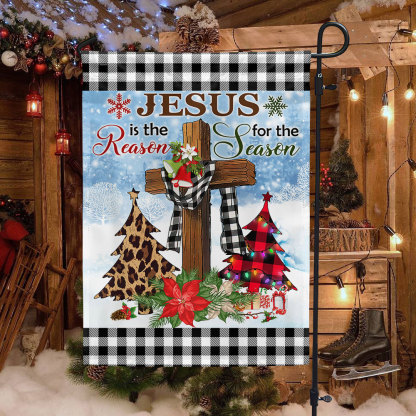 Jesus Is The Reason For The Season Religious Cross Christmas Flag