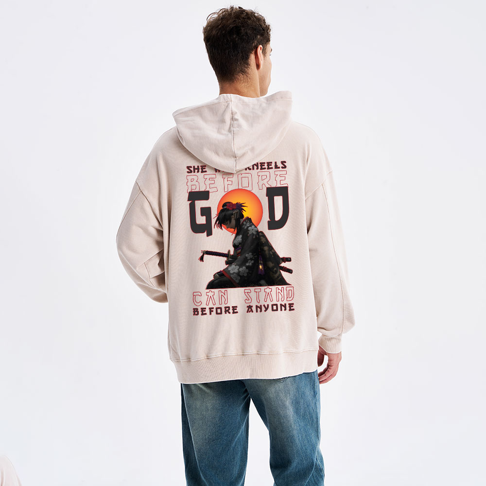 She Who Kneels Before God Christian Washed Hoodie