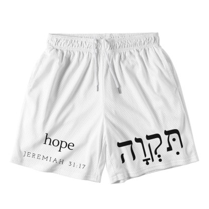 The Hope White Christian Mesh Shorts