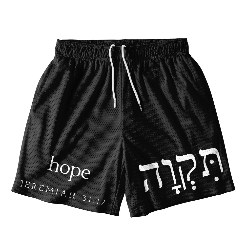 The Hope Black Christian Mesh Shorts