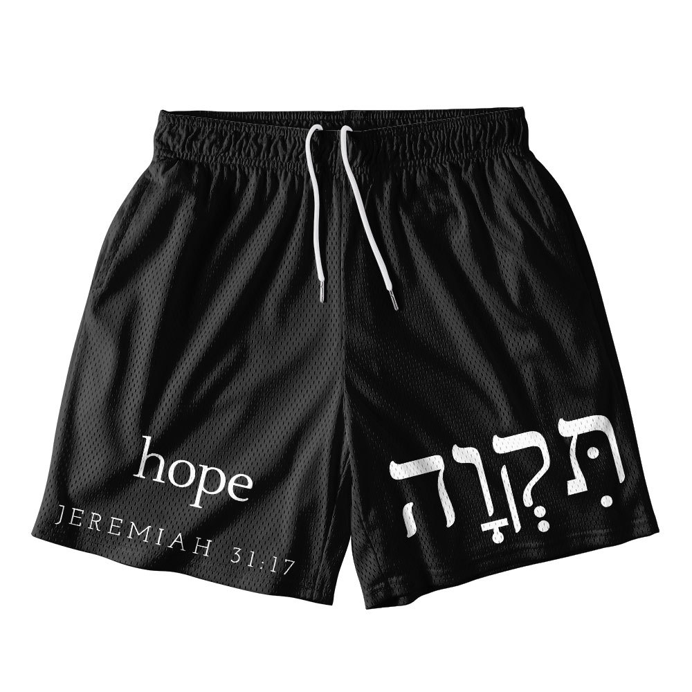 The Hope Black Christian Mesh Shorts