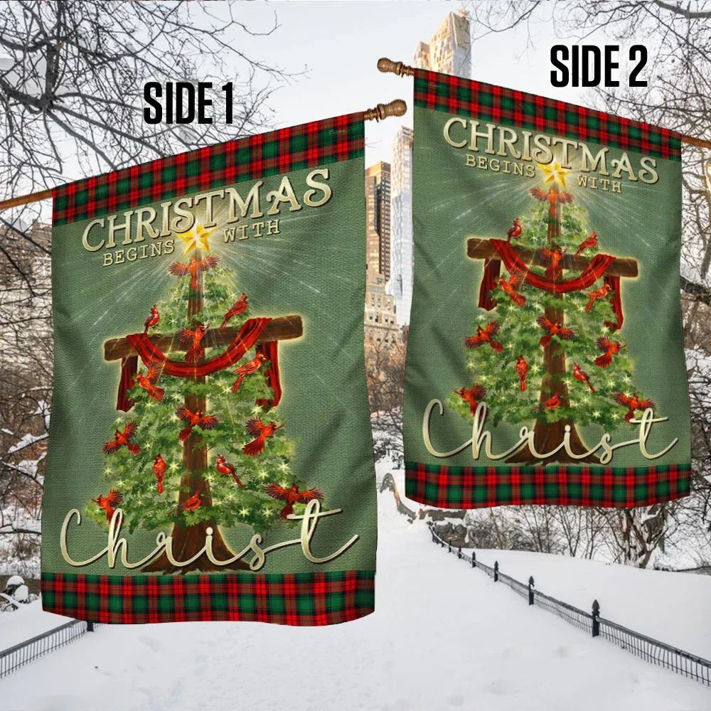 Christmas Begins With Christ Christian Flag