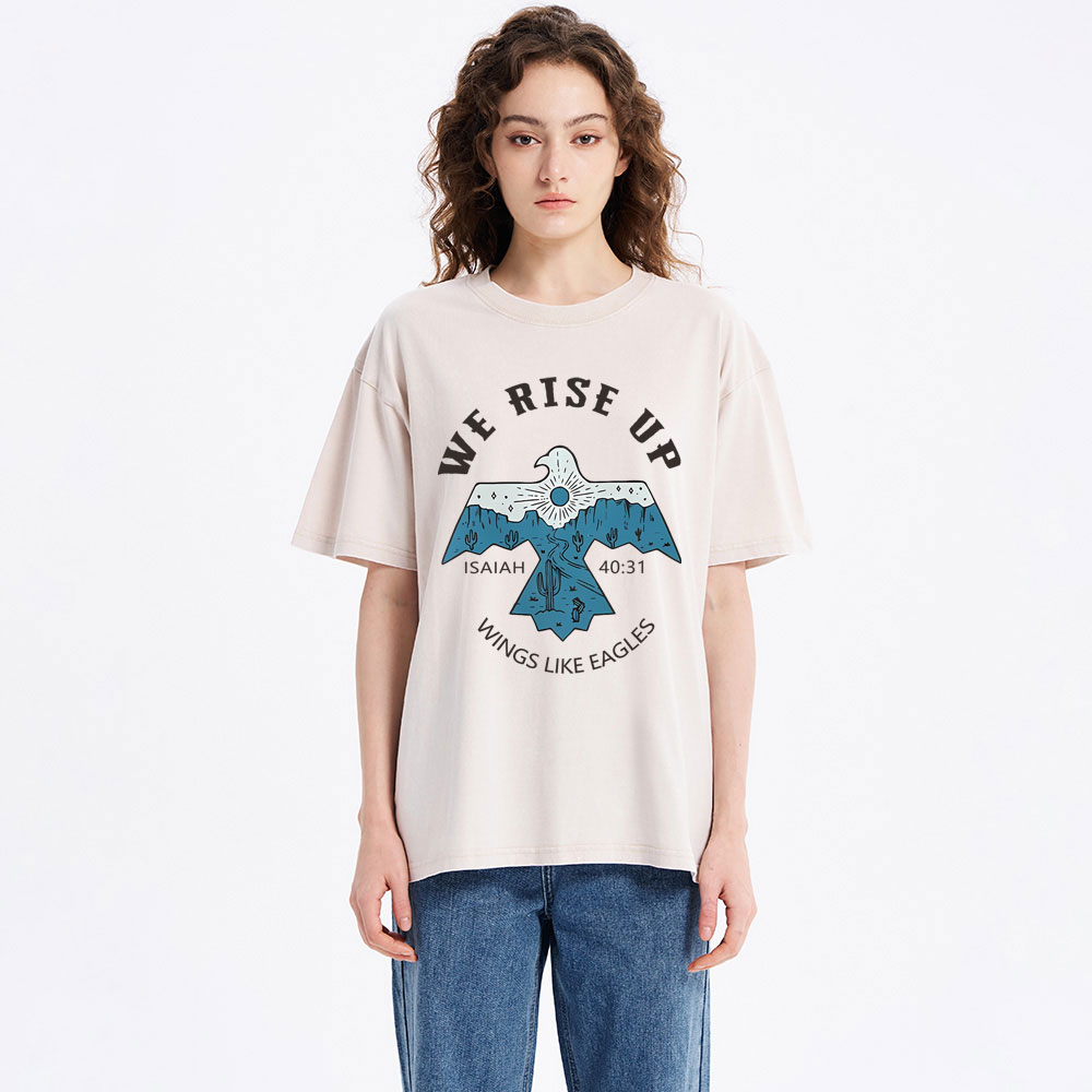 We Rise Up Christian Washed T-Shirt