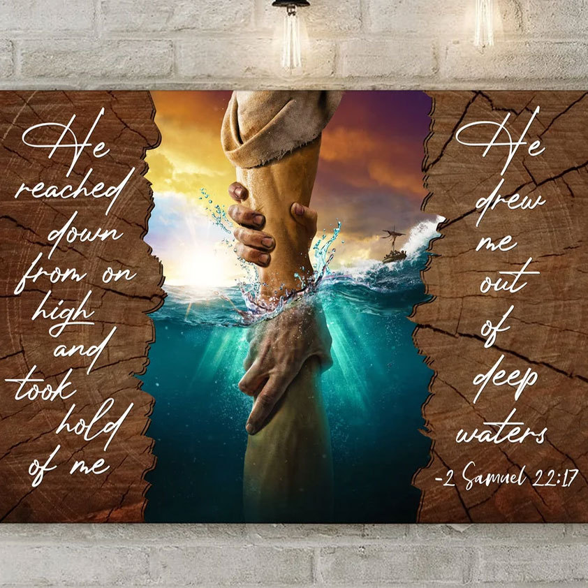 He Reached Down From On High 2 Samuel 22锟?7 Bible Verse Canvas Wall Art
