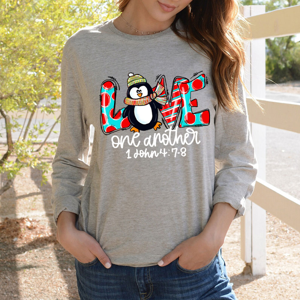 Love One Another Penguin Christian Long Sleeve Tee