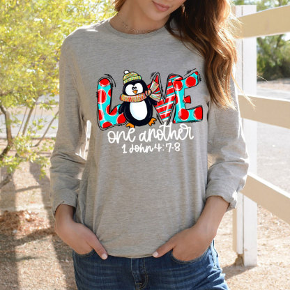 Love One Another Penguin Christian Long Sleeve Tee