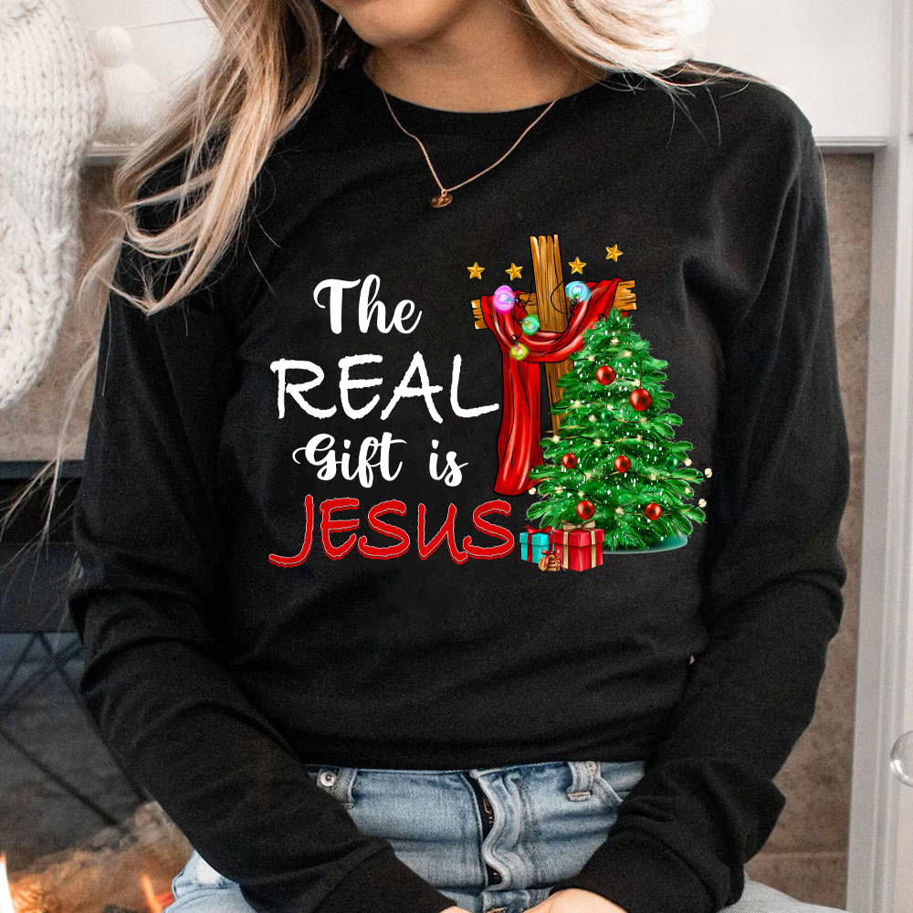The Real Gift Is Jesus Christian Long Sleeve T-Shirt