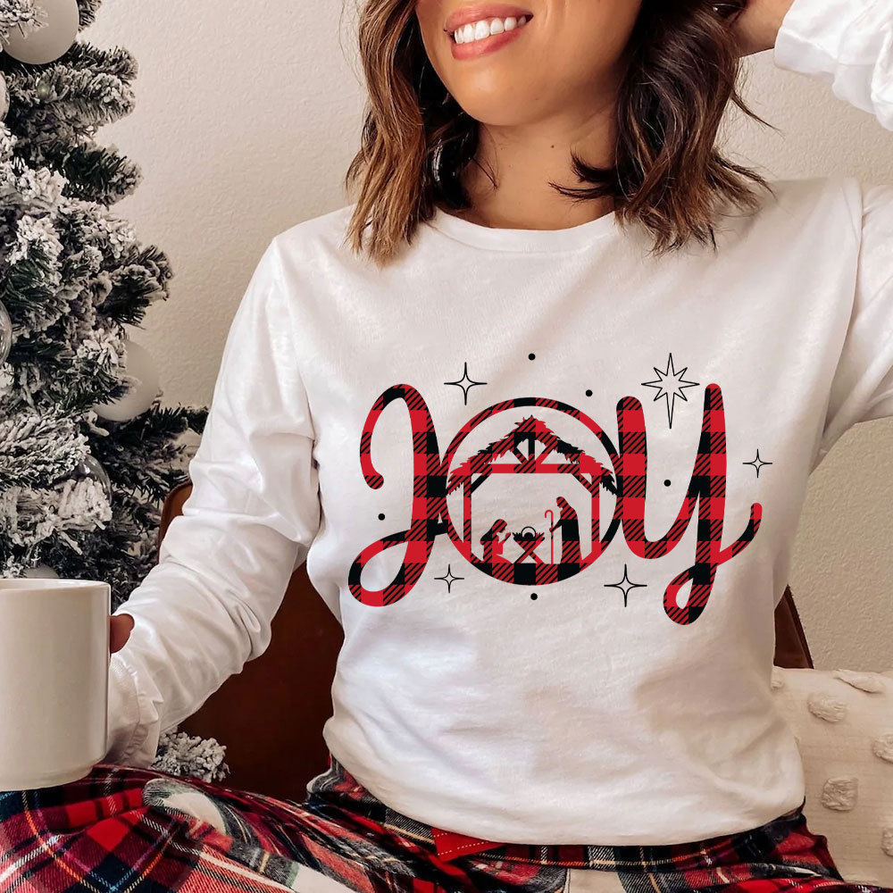 Nativity Scene Joy Christmas Long Sleeve T-Shirt