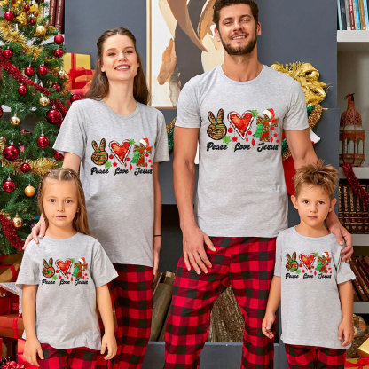 Peace And Love Christian Christmas Family T-Shirt