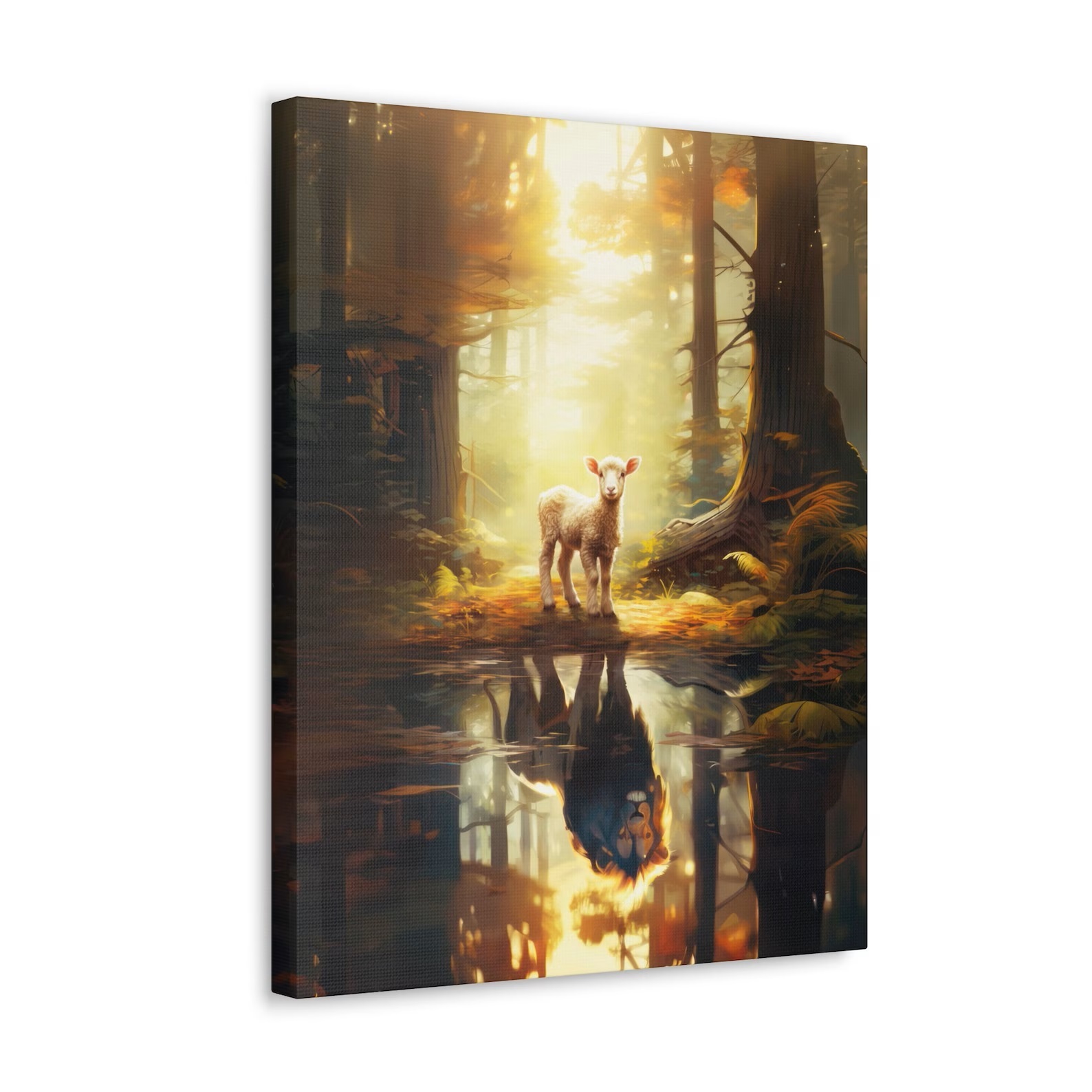 The Lion And Lamb In The Forest Christian Canvas Wall Art