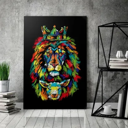 Lion And Lamb Canvas Wall Art