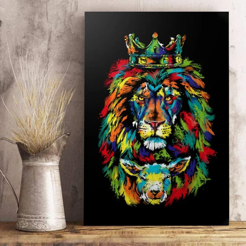 Lion And Lamb Canvas Wall Art