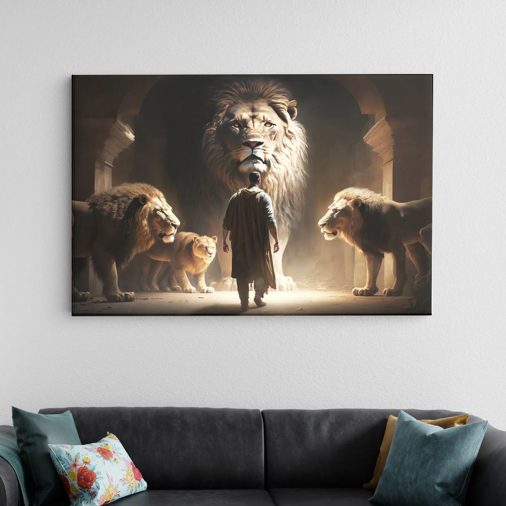 Jesus And Lion Bible Canvas Wall Art