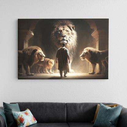 Jesus And Lion Bible Canvas Wall Art