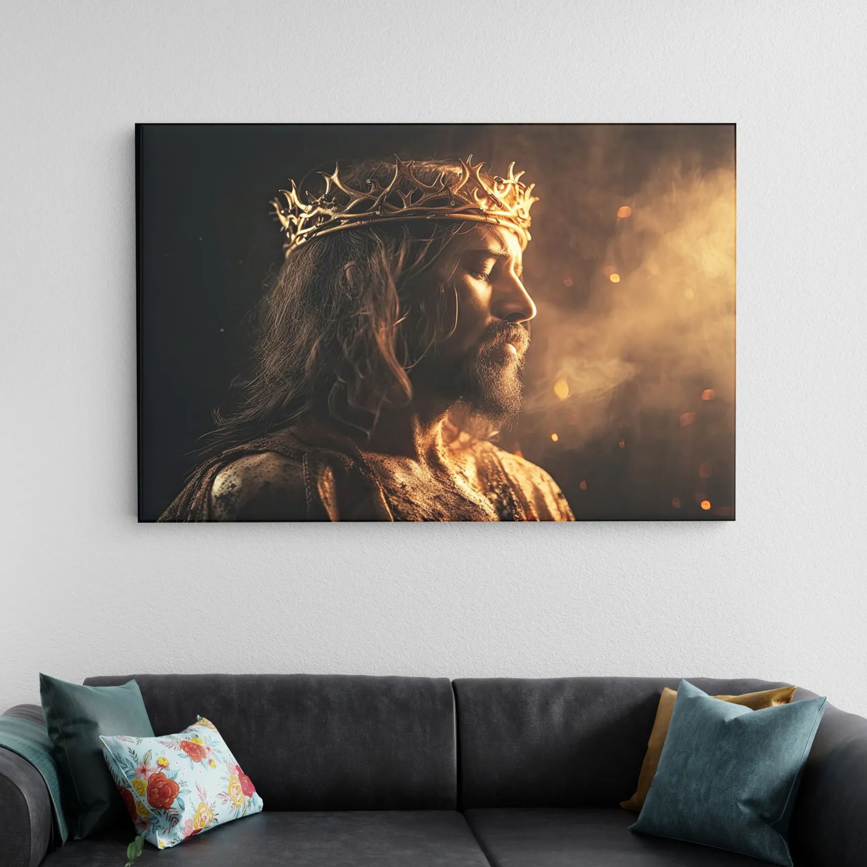 Jesus King Jesus Crown Canvas Wall Art Sale - GuidingCross