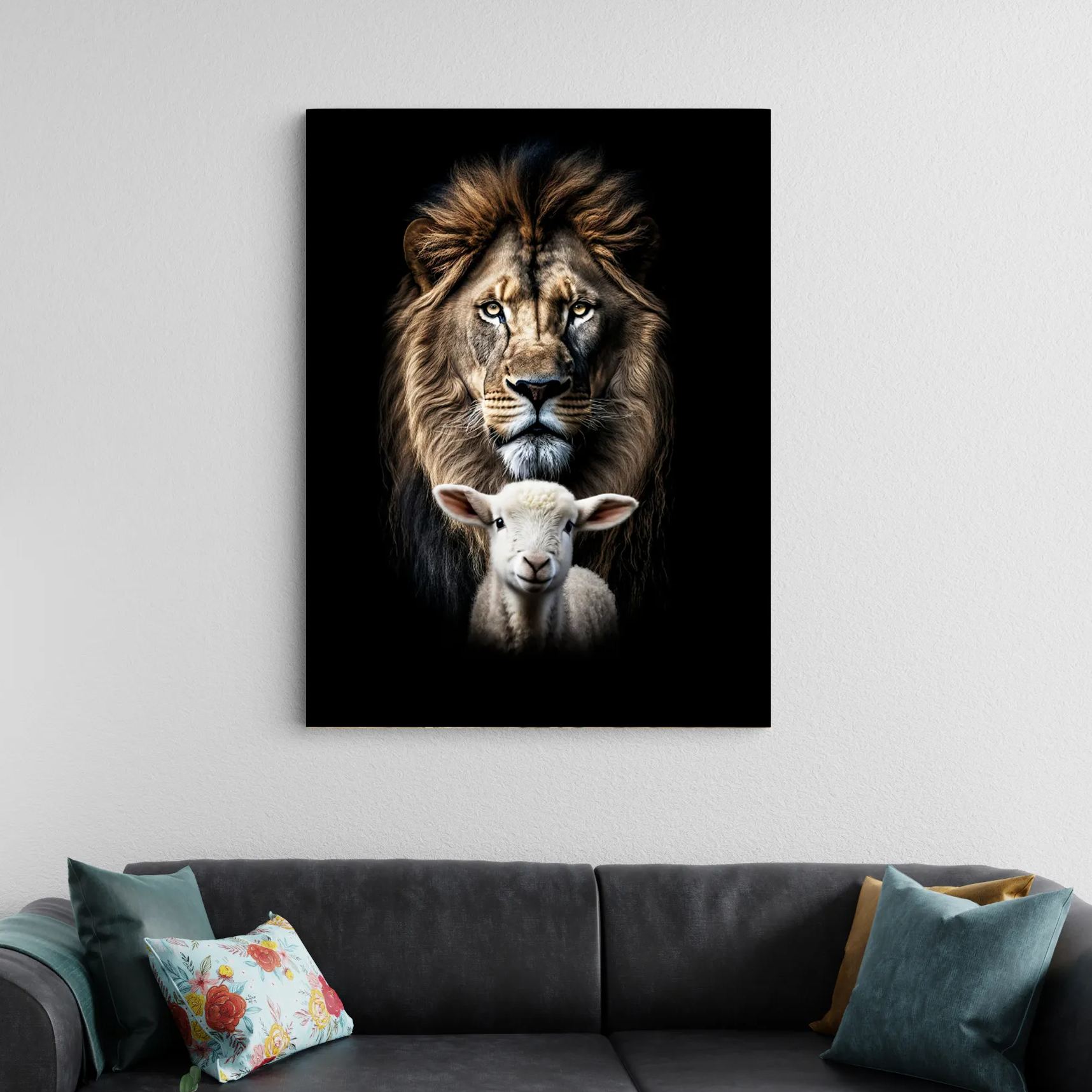 Lion And The Lamb Canvas Wall Art