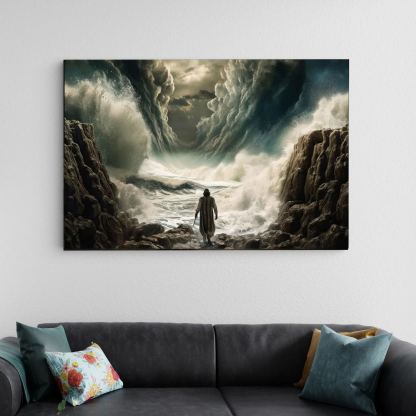 Moses Parting The Red Sea Canvas Wall Art