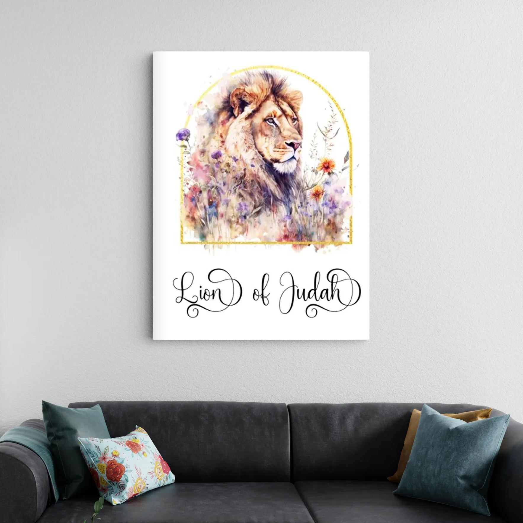 Floral Lion Of Judah Bible Canvas Wall Art Sale - GuidingCross