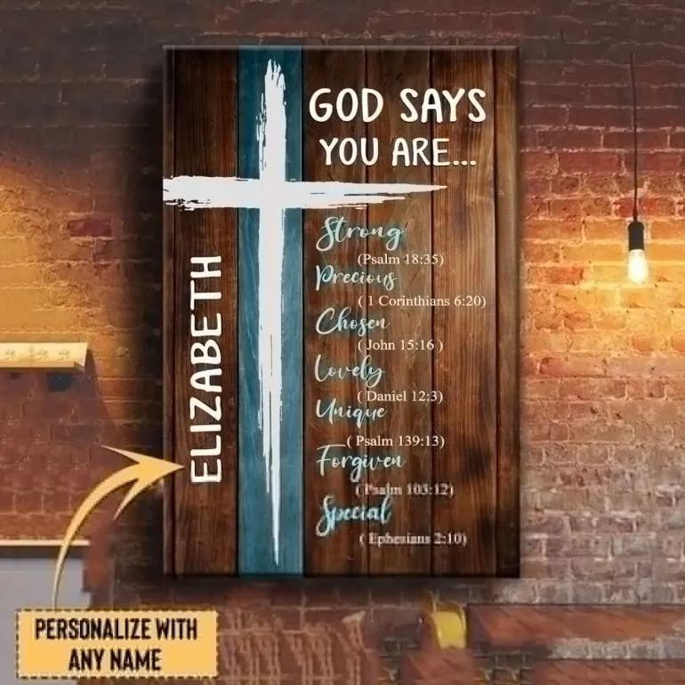 God Says You Are Personalized Christian Canvas Wall Art