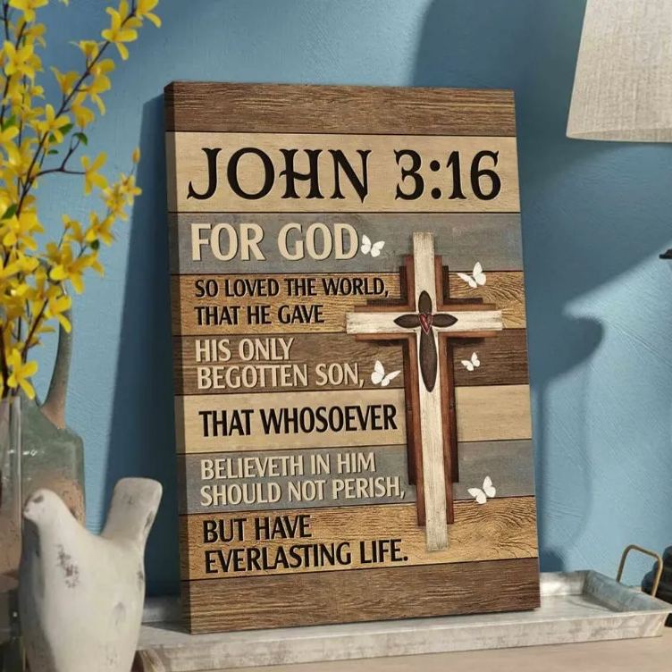 For God So Loved The World Christian Canvas Wall Art