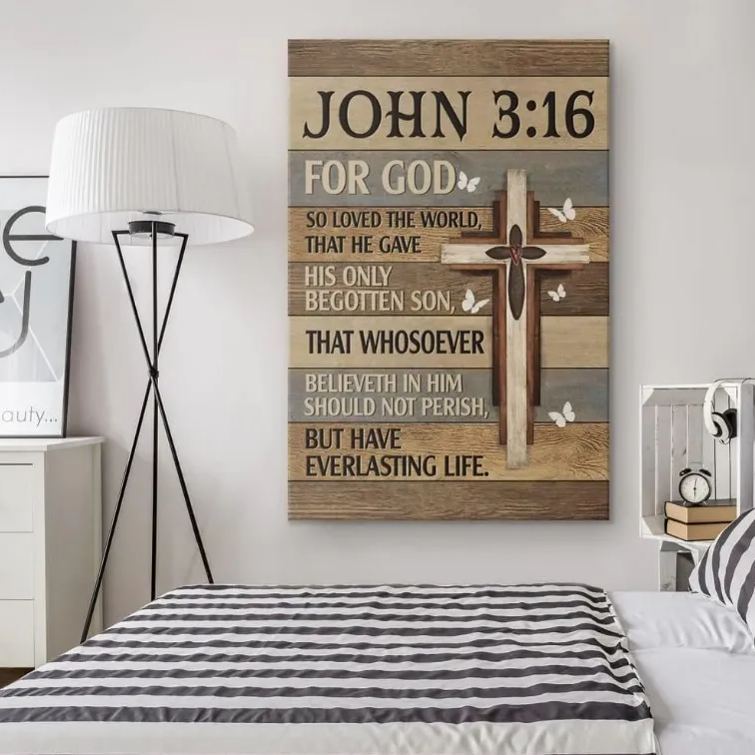 For God So Loved The World Christian Canvas Wall Art