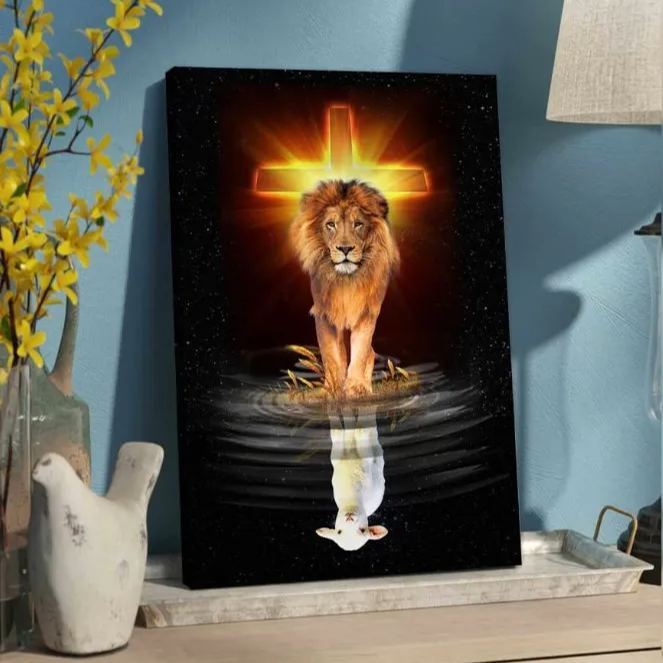 The Lion Of Judah And The Lamb Of God Christian Canvas Wall Art Sale - GuidingCross