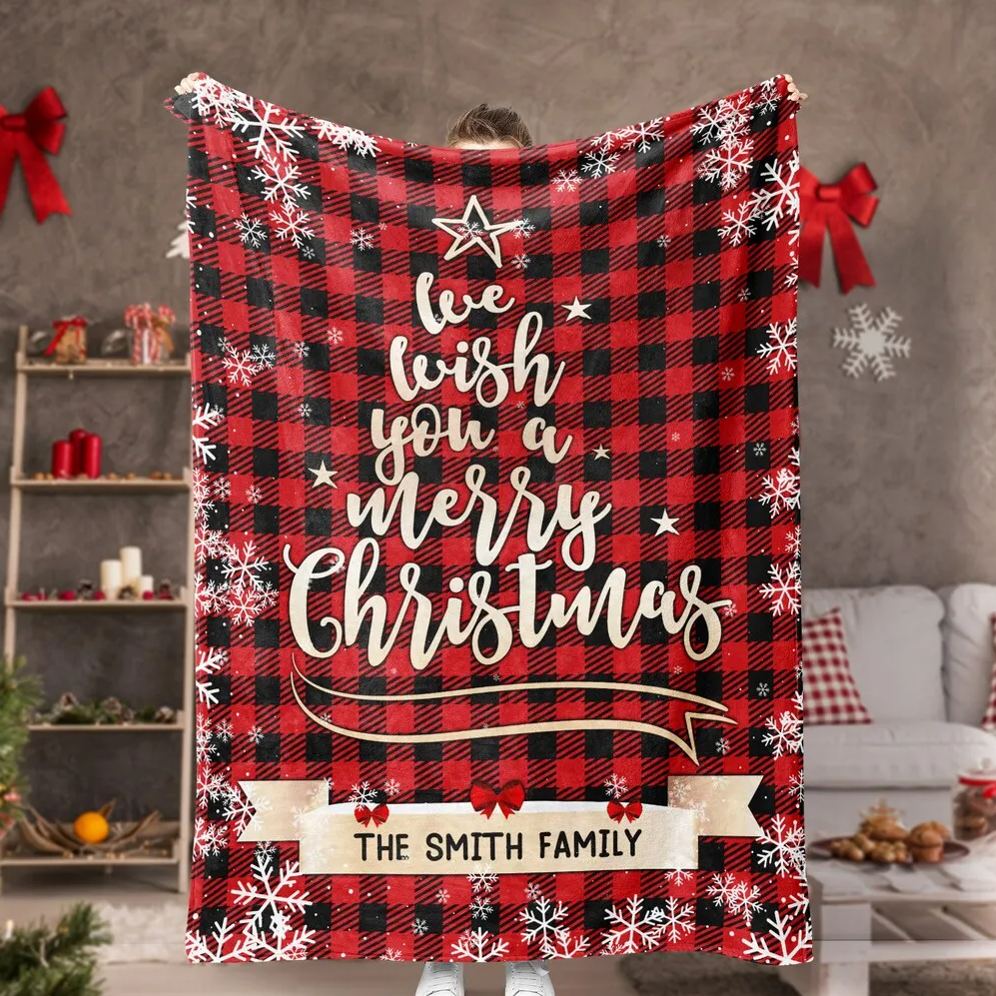 Wish You A Merry Christmas Personalized Blanket