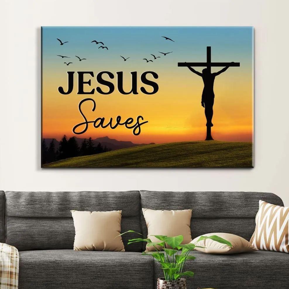Jesus Saves Christian Canvas Wall Art