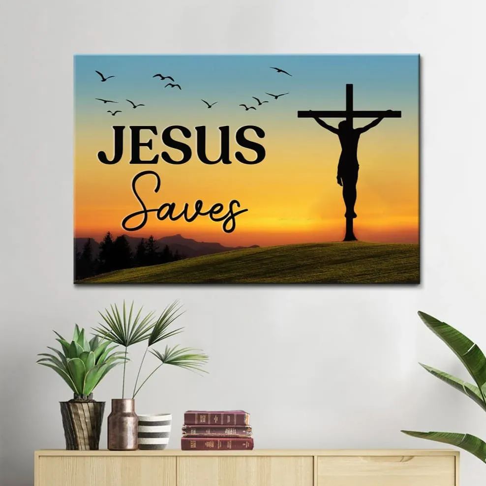 Jesus Saves Christian Canvas Wall Art