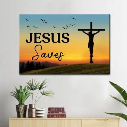 Jesus Saves Christian Canvas Wall Art