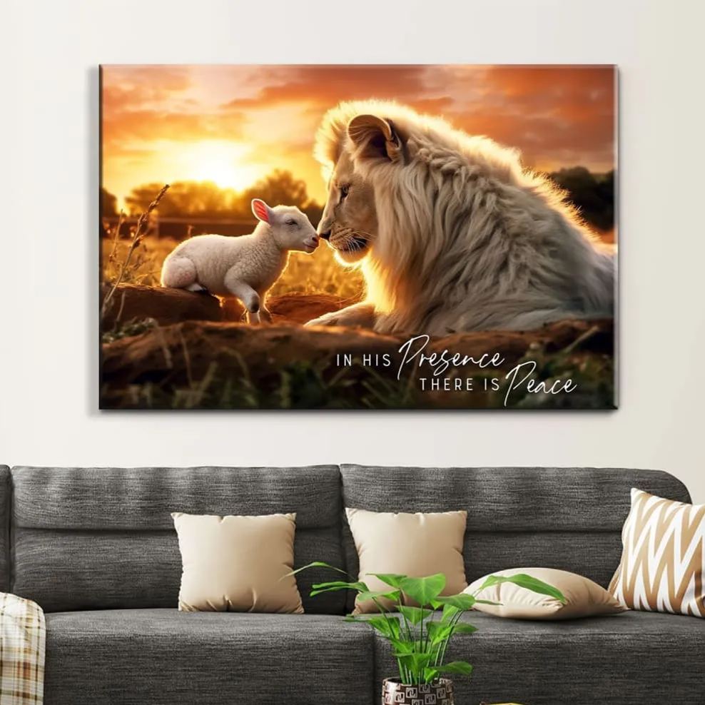 In His Presence There Is Peace Christian Canvas Wall Art