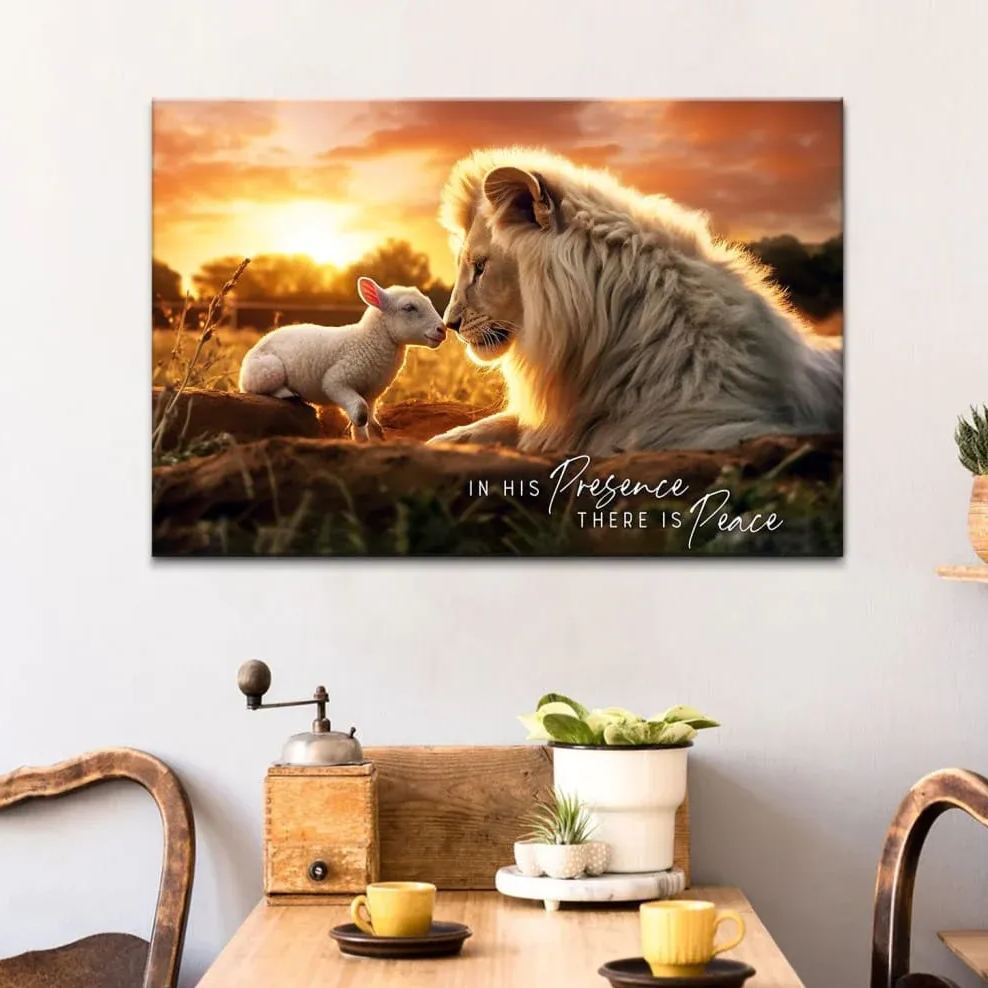 In His Presence There Is Peace Christian Canvas Wall Art