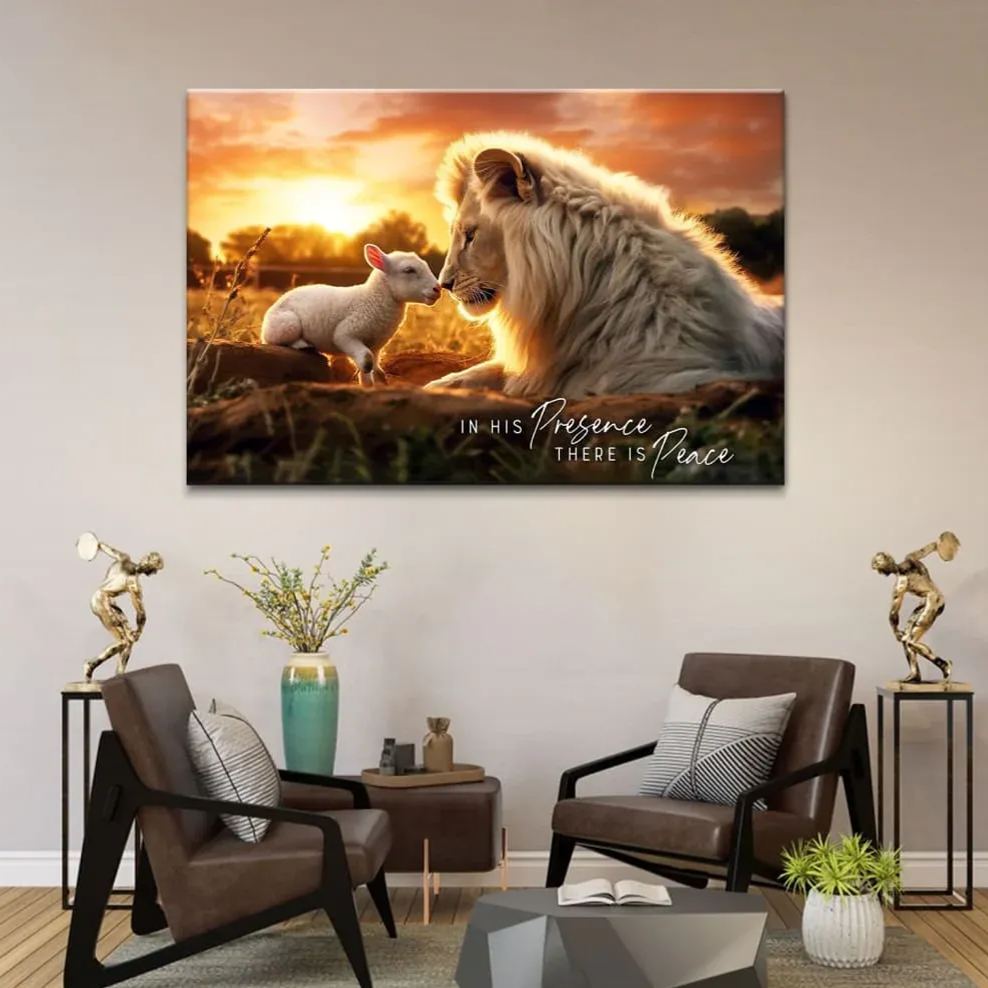 In His Presence There Is Peace Christian Canvas Wall Art