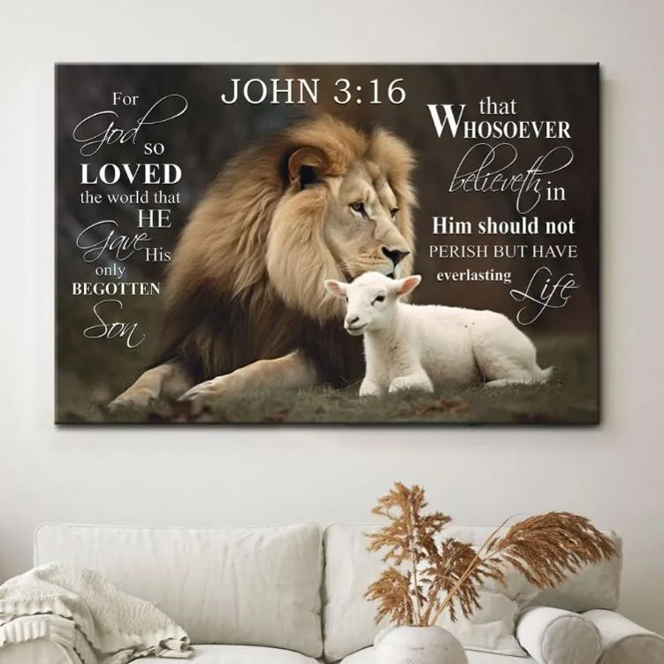 For God So Loved The World Christian Canvas Wall Art
