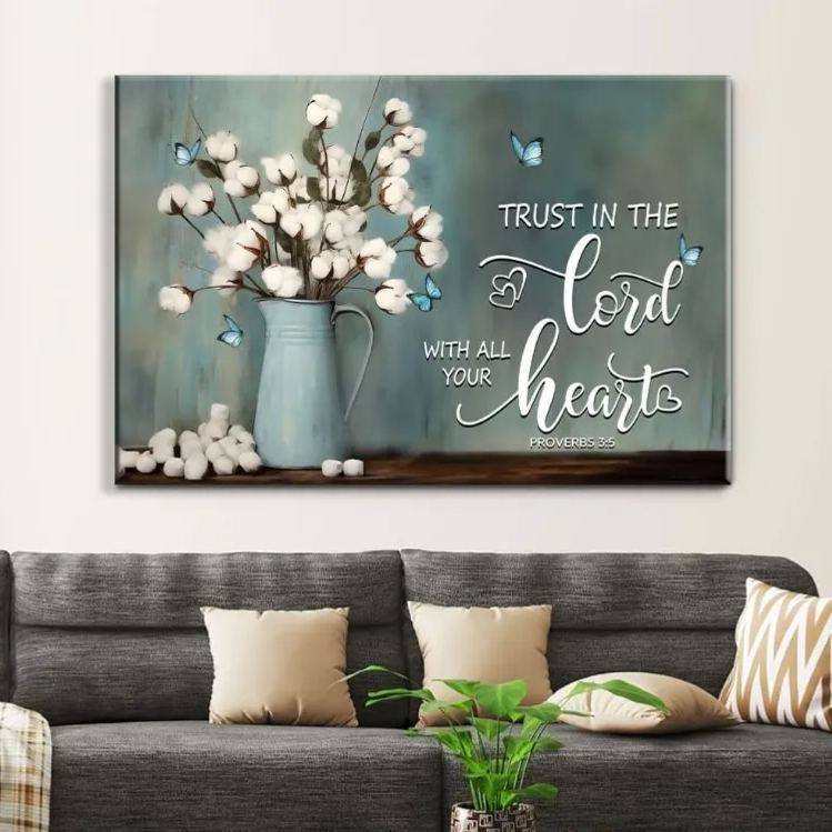 Trust In The Lord With All Your Heart Christian Canvas Wall Art