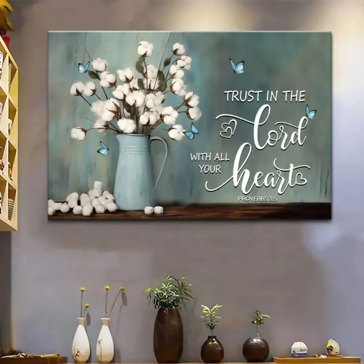 Trust In The Lord With All Your Heart Christian Canvas Wall Art