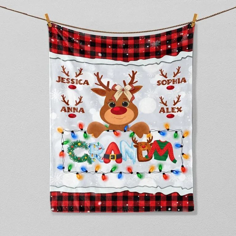 Personalized Reindeer Blanket Blanket 